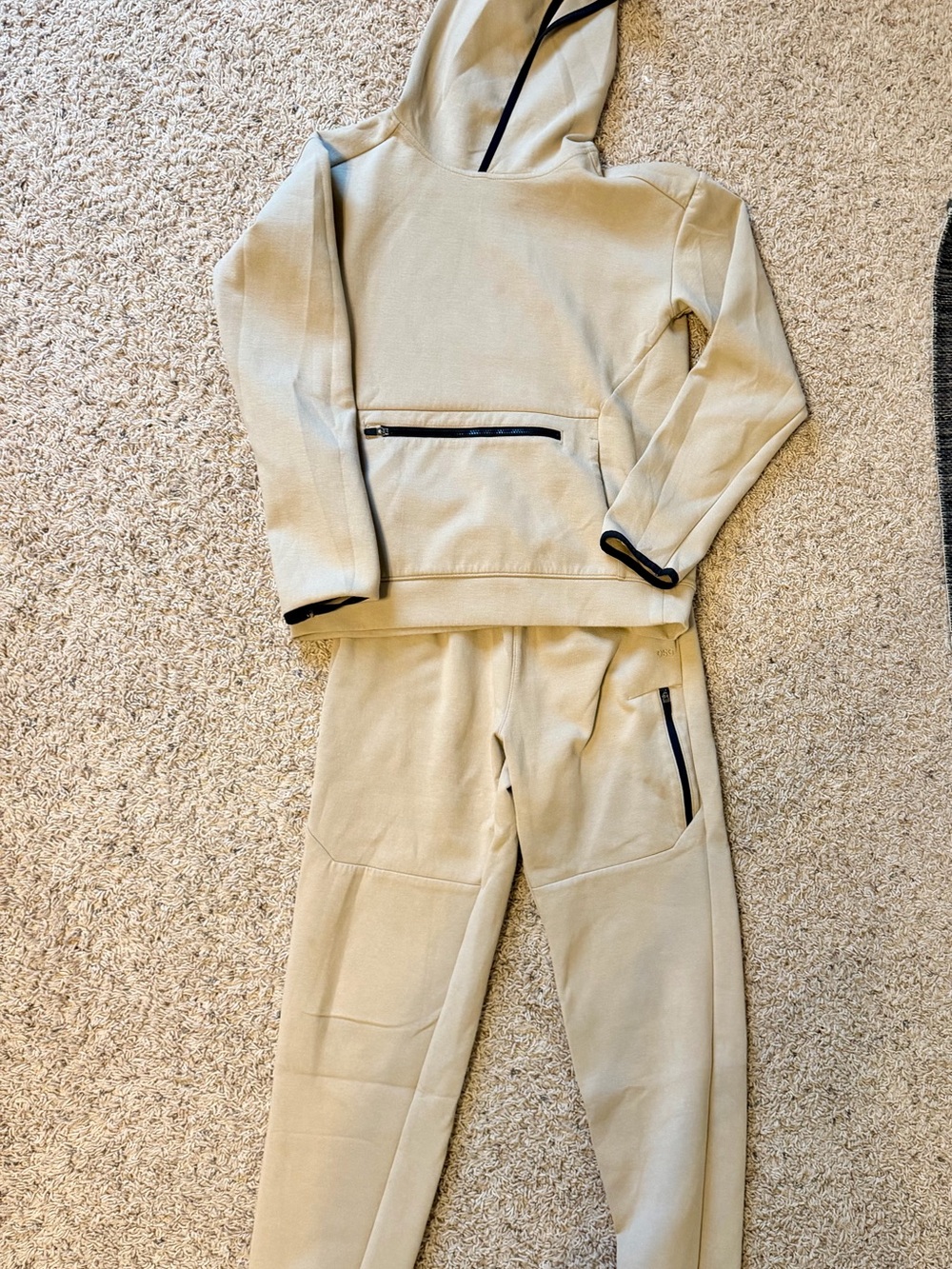 DSG Beige Kids Hoodie Set with Black Trim